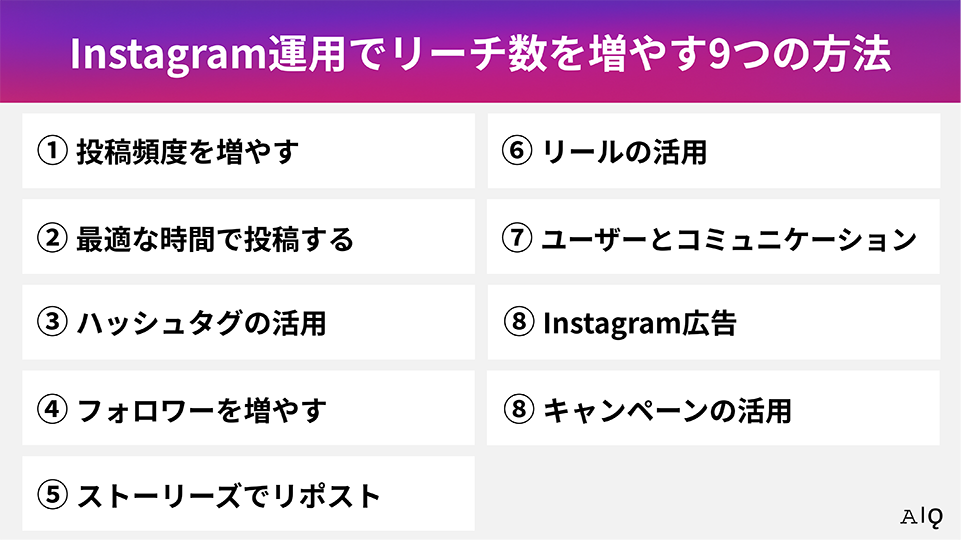 Instagram運用でリーチ数を増やす9つの方法