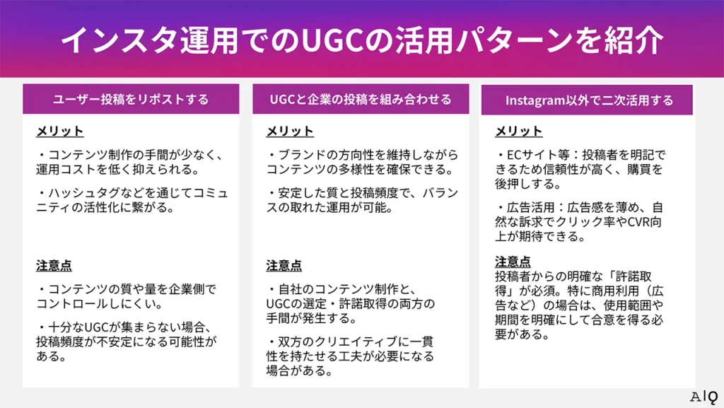 インスタ運用でのUGCの活用パターンを紹介